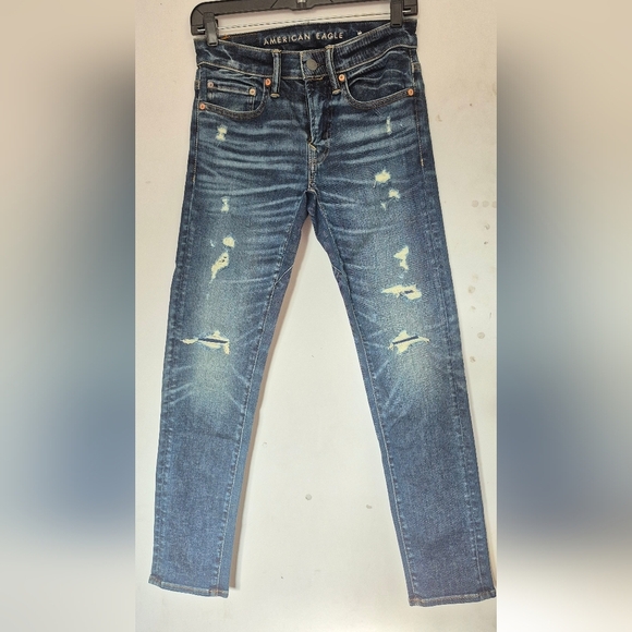 American Eagle Outfitters Blue Skinny Jeans Vintage Distressed - Picture 1 of 12
